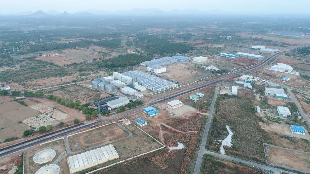 Aerial — production sheds